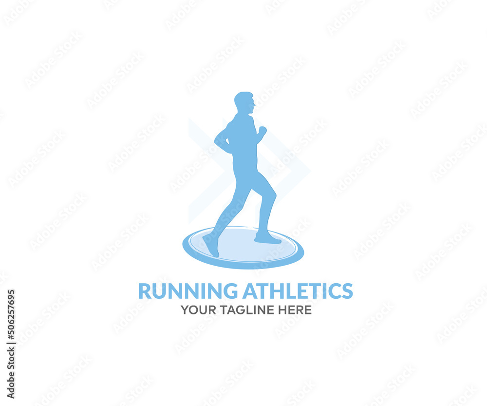 Men sprinter run, athletics competition logo design. Dynamic running on trail male athlete runner vector design and illustration. Men sprinter run, athletics competition logo design. Dynamic running on trail male athlete runner vector design and illustration.