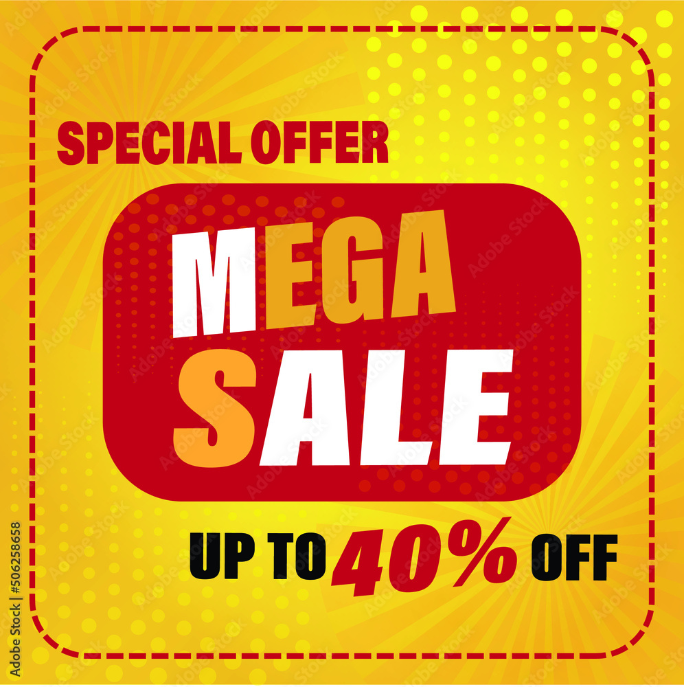 Mega Sale. ESP 10 Illustrator. up to 40 percentage off. Vector illustration