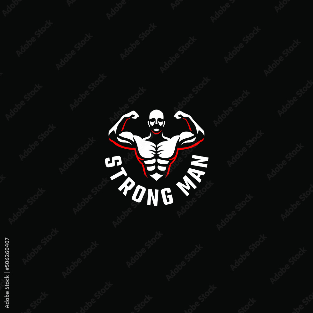Strong Man logo. Vector emblem for fitness club or bodybuilder Strong Man logo. Vector emblem for fitness club or bodybuilder