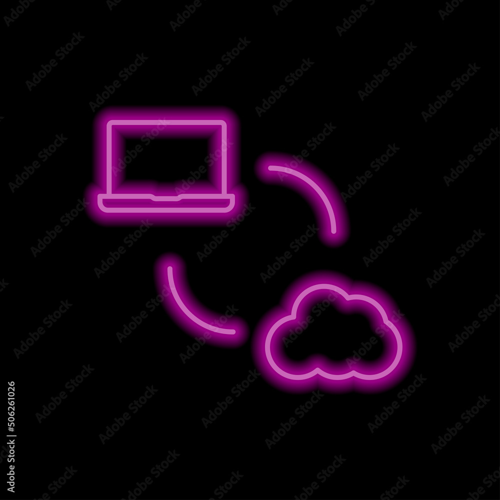 Data exchange icon vector. Flat design. Purple neon style on black background.ai Data exchange icon vector. Flat design. Purple neon style on black background.ai