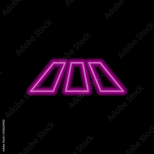 Crosswalk simple icon vector. Flat design. Purple neon style on black background.ai
