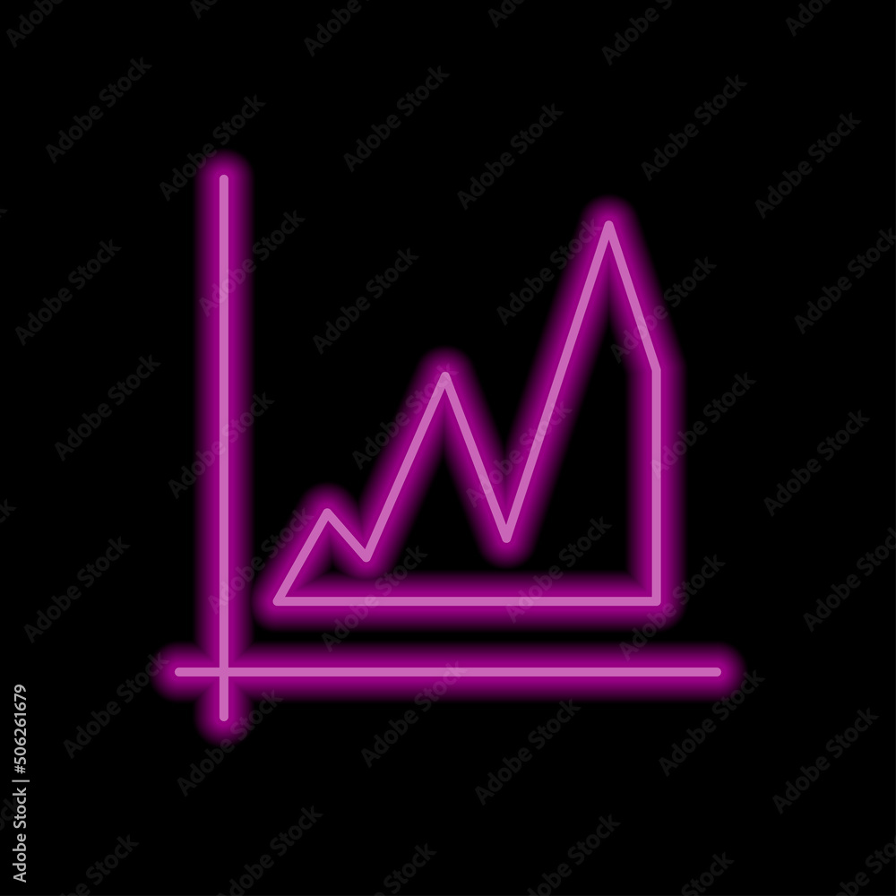 Graph simple icon vector. Flat design. Purple neon style on black background.ai Graph simple icon vector. Flat design. Purple neon style on black background.ai