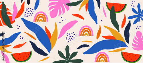 Colorful organic shapes doodle collection. Cute botanical shapes, random childish doodle cutouts of tropical leaves and flowers, decorative abstract art vector illustration	