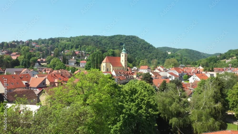 Croatia, town of Samobor, town skyline fron drone Croatia, town of Samobor, town skyline fron drone