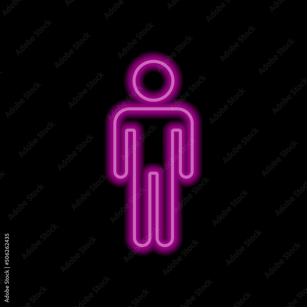 Man simple icon vector. Flat design. Purple neon style on black background.ai Man simple icon vector. Flat design. Purple neon style on black background.ai