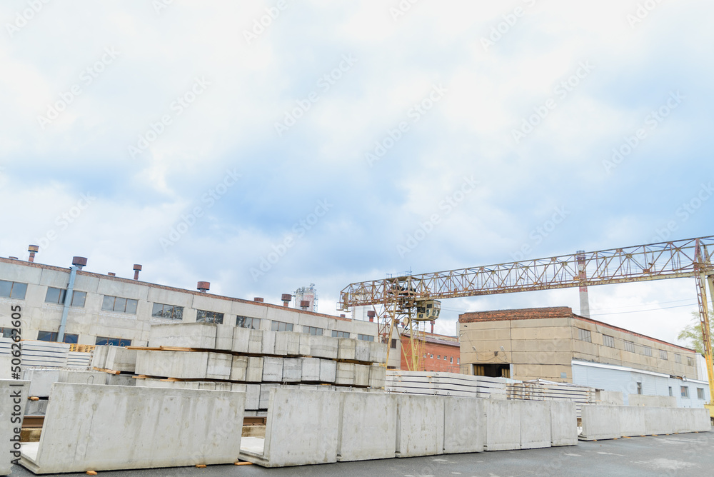 Warehouse of reinforced concrete products. Warehouse of reinforced concrete products.