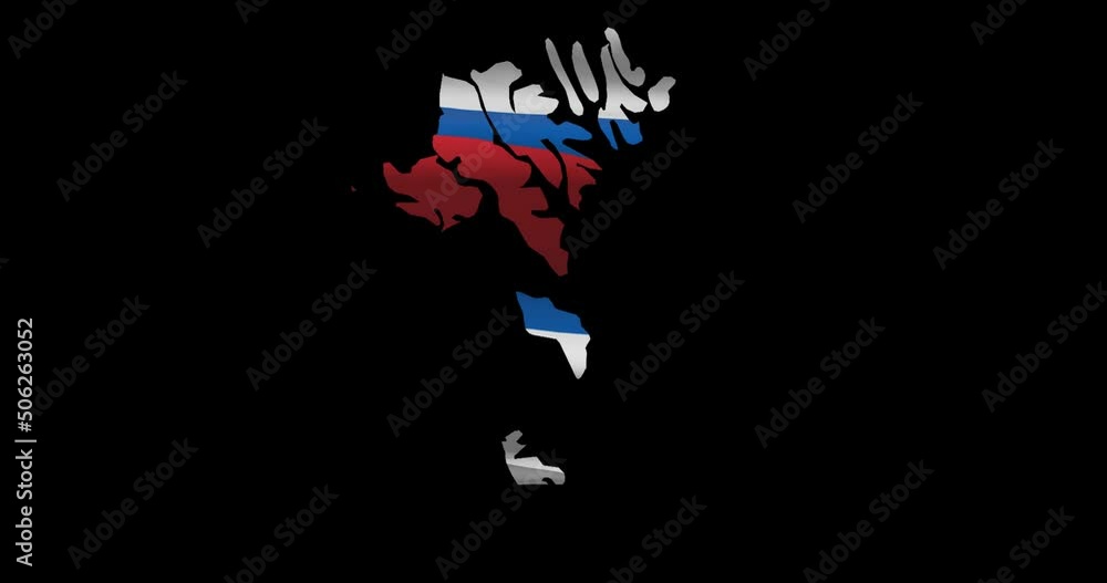 Faroe Islands national flag on map outline, waving animation. 4K alpha channel graphic footage of country shape Faroe Islands national flag on map outline, waving animation. 4K alpha channel graphic footage of country shape