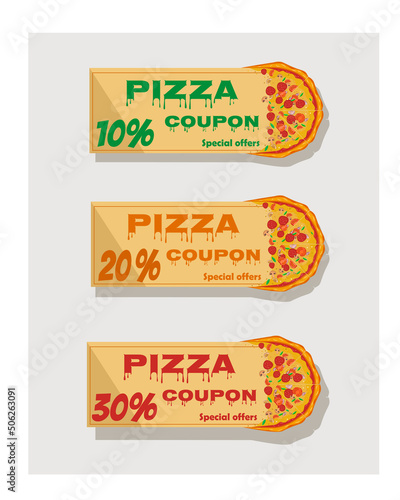 Discount coupons for pizza. Pizzeria
