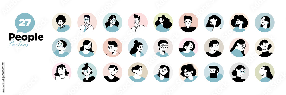 People avatar icons. Vector illustration charaters for social media and networking, user profile, website and app design and development, user profile icons. - obrazy, fototapety, plakaty 