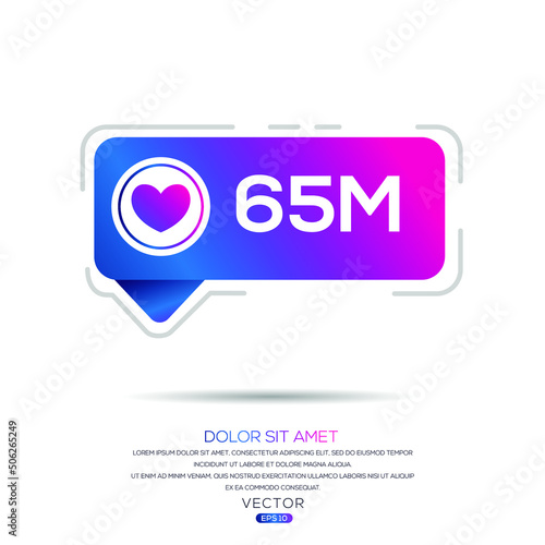 65M, 65 million likes design for social network, Vector illustration. photo