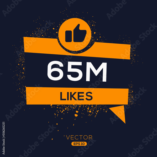 65M, 65 million likes design for social network, Vector illustration. photo