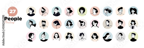 People avatars. Set of modern design avatar icons. Vector illustrations for social media and networking, user profile, website and app design and development. photo
