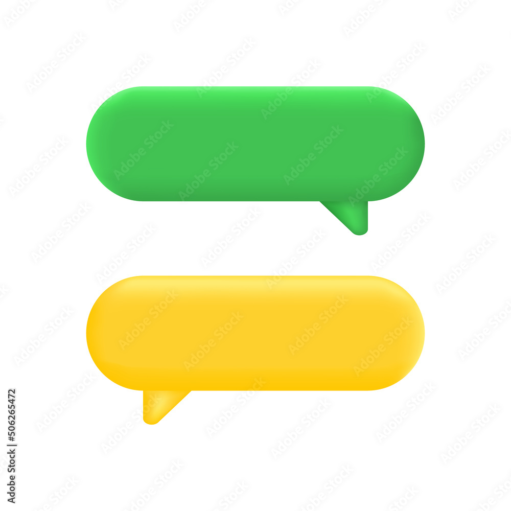 Speech bubble set. Color text box. Social media live chat shape. Message tag balloon. Dialog frame. Speak cloud icon. 3d render quote sign. Business concept. Support and comment. Vector illustration Speech bubble set. Color text box. Social media live chat shape. Message tag balloon. Dialog frame. Speak cloud icon. 3d render quote sign. Business concept. Support and comment. Vector illustration