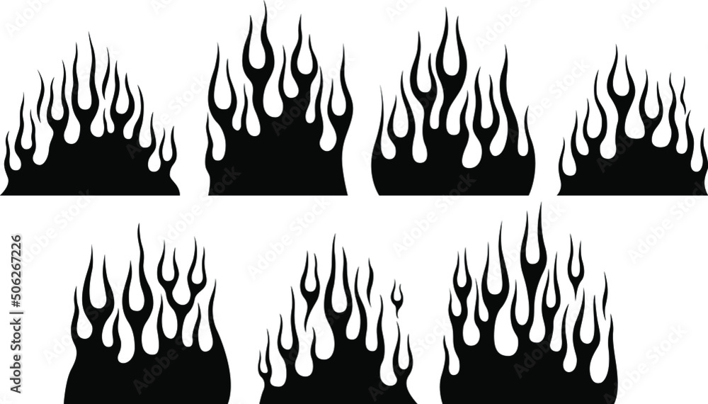 Fire flames isolated template. Tribal vector design. Car stickers. Icon fire illustration. Multiple shape tattoo design. Fire flames isolated template. Tribal vector design. Car stickers. Icon fire illustration. Multiple shape tattoo design.