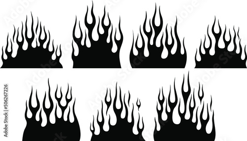 Fire flames isolated template. Tribal vector design. Car stickers. Icon fire illustration. Multiple shape tattoo design.