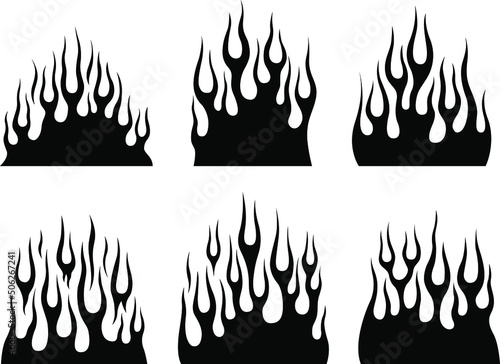 Fire flames isolated template. Tribal vector design. Car stickers. Icon fire illustration. Multiple shape tattoo design.