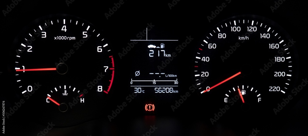 Inside view of car with a view of speedometer