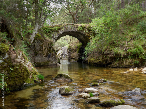 Obraz na płótnie Angostura stone brigde over Lozoya river in Rascafría