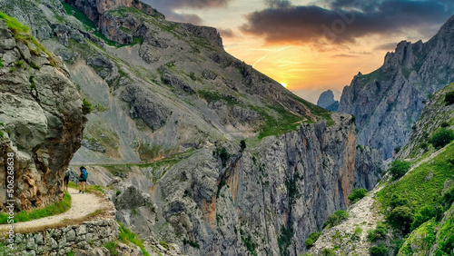 Bild auf Leinwand The route of the Cares Canyon, in the Picos de Europa National Park, between Ast