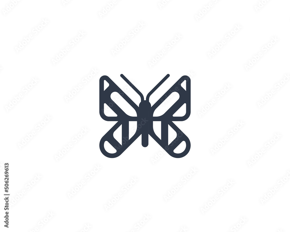 Butterfly vector flat emoticon. Isolated Butterfly emoji illustration