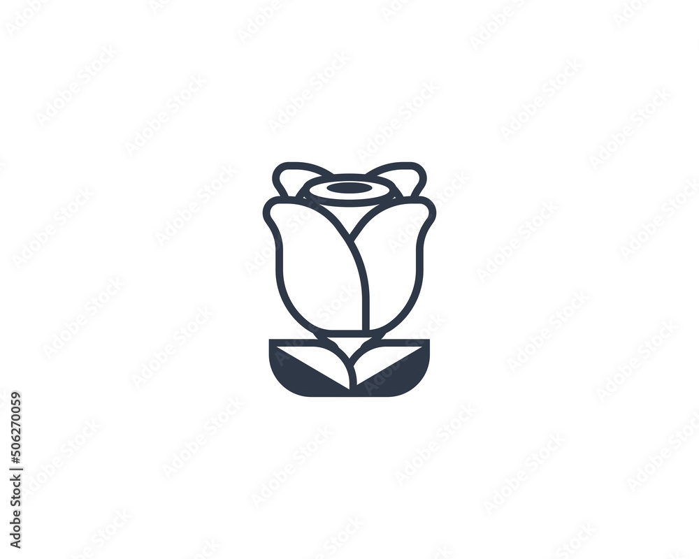 Rose flower vector flat emoticon. Isolated Rose emoji illustration