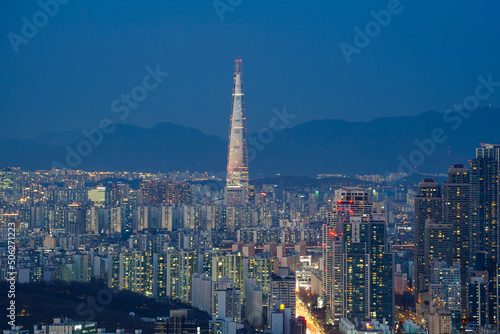 Photography the night view of the city