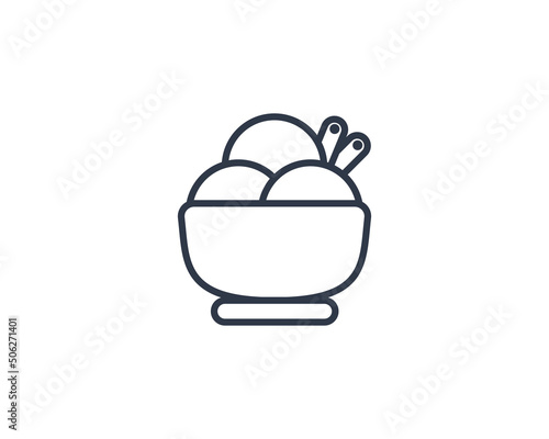 Bowl Of Ice Cream vector flat emoticon. Isolated Bowl Of Ice Cream emoji illustration. Ice Cream icon