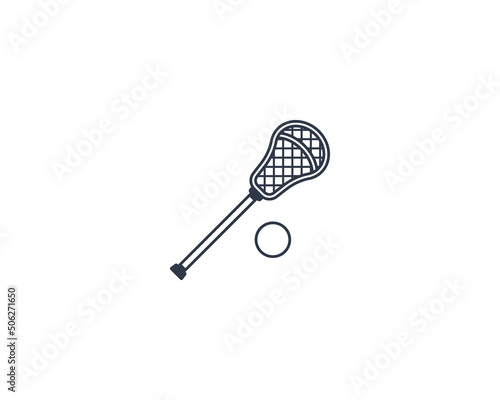 Lacrosse vector flat emoticon. Isolated Lacrosse Stick and Ball illustration. Lacrosse icon