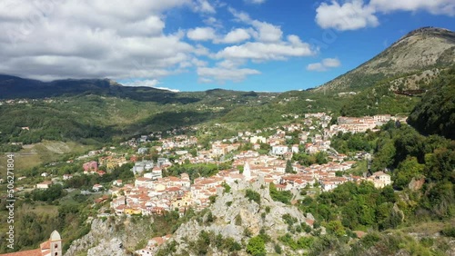 The beautiful city center of Lauria at the foot of the mountains in Europe, Italy, Basilicata, summer, on a sunny day. photo