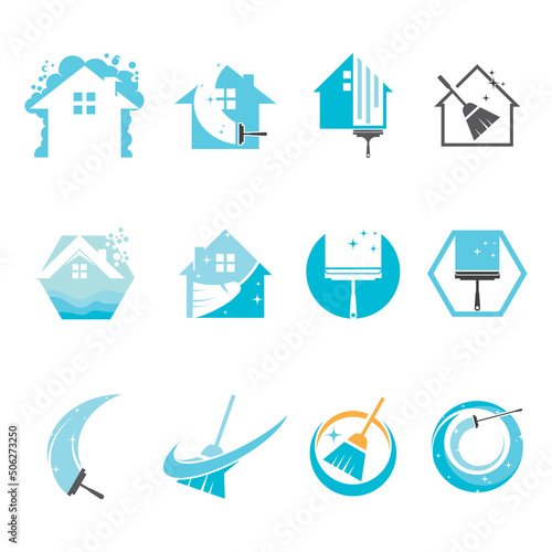 cleaning clean service logo icon vector template