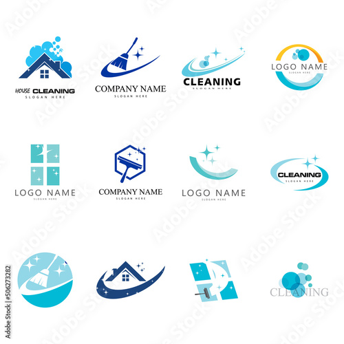 cleaning clean service logo icon vector template
