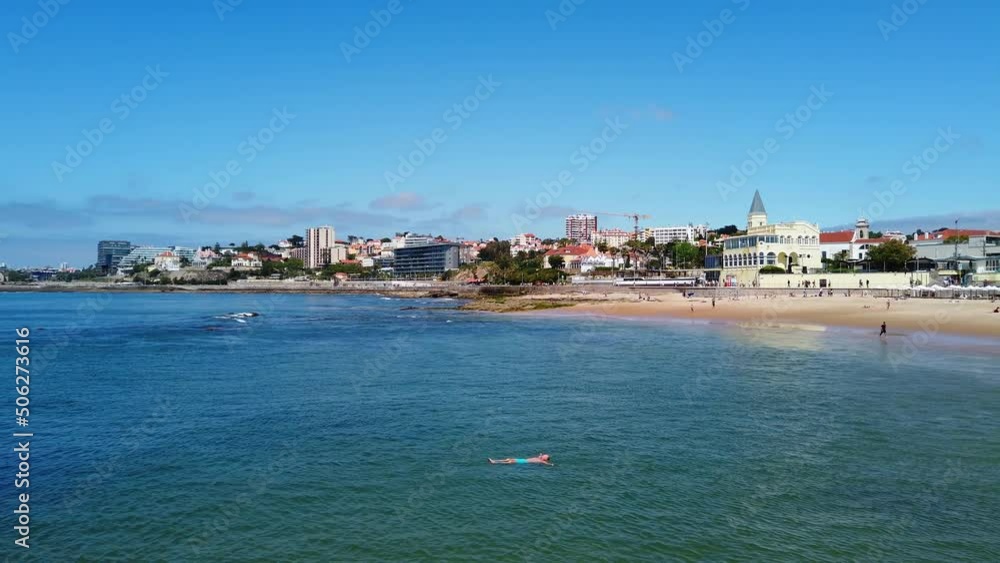 Summertime Beach In City of Estoril, Portugal Landmarks. tamariz beach. Estoril Portugal Summertime Beach In City of Estoril, Portugal Landmarks. tamariz beach. Estoril Portugal