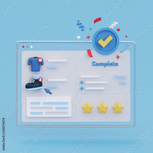 Online shopping.Design graphic elements, webpage signs, symbols. Mobile marketing and digital marketing. 3D Render.