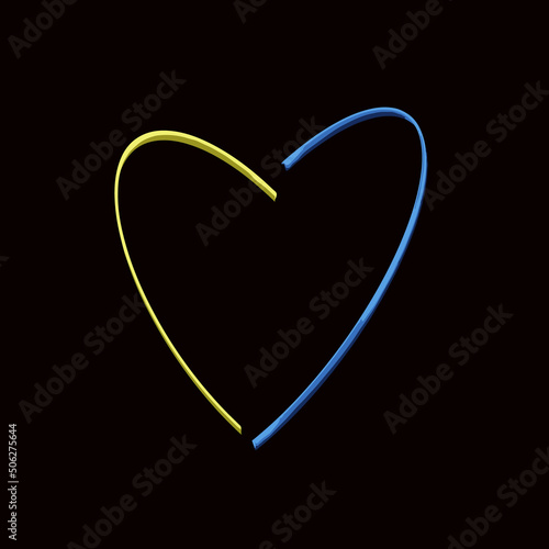 Vector illustration of hearts in Ukrainian colors.