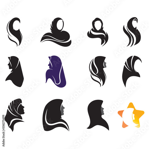 Muslimah hijab Logo template vector illustration design