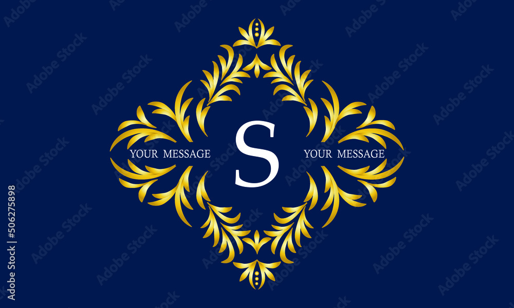 Elegant and stylish monogram with the letter S in the center and decorative elements. Luxury logo template. Elegant and stylish monogram with the letter S in the center and decorative elements. Luxury logo template.