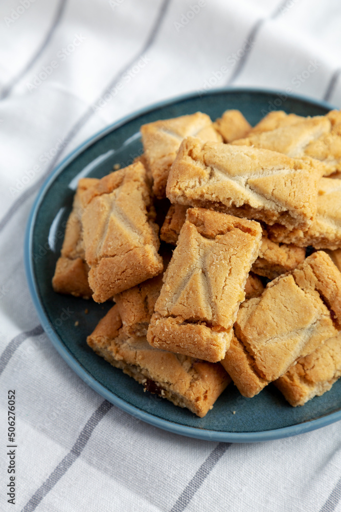 Homemade Organic Apple Pie Cookies on a Plate, low angle view. Homemade Organic Apple Pie Cookies on a Plate, low angle view.