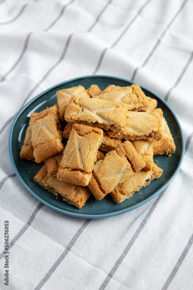 Homemade Organic Apple Pie Cookies on a Plate, side view. Homemade Organic Apple Pie Cookies on a Plate, side view.