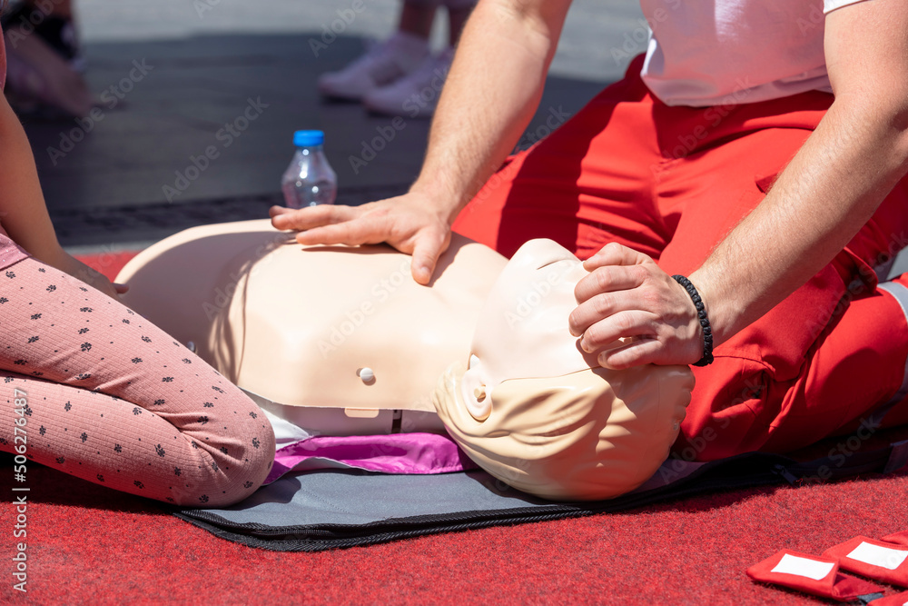 Naklejka premium CPR - Cardiopulmonary resuscitation and first aid training