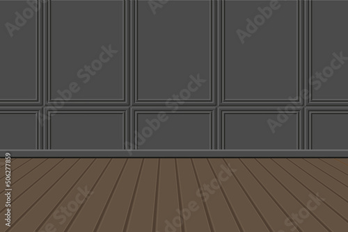 classic interior background wooden floor and wall decor vector illustration empty room