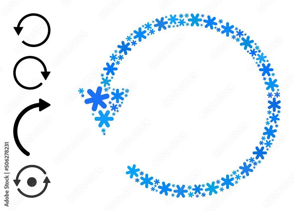 Mosaic rotate CCW icon is combined for winter, New Year, Christmas. Rotate CCW icon mosaic is organized with light blue snow parts. Some bonus icons are added. Mosaic rotate CCW icon is combined for winter, New Year, Christmas. Rotate CCW icon mosaic is organized with light blue snow parts. Some bonus icons are added.