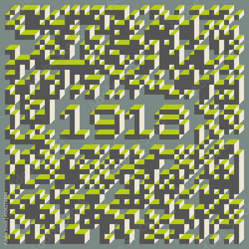 1918 Implementation of Edward Zajec “Il Cubo” from 1971. Essentially a Truchet tile set of 8 tiles and rules for placement art illustration