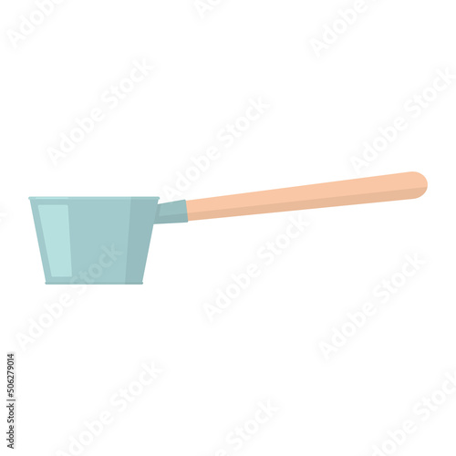 Metal ladle with wooden handle icon. Color silhouette. Side view. Vector simple flat graphic illustration. Isolated object on a white background. Isolate.