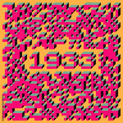 1933 Implementation of Edward Zajec “Il Cubo” from 1971. Essentially a Truchet tile set of 8 tiles and rules for placement art illustration