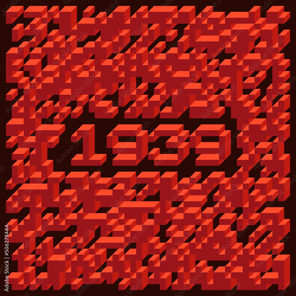 Fototapeta premium 1939 Implementation of Edward Zajec “Il Cubo” from 1971. Essentially a Truchet tile set of 8 tiles and rules for placement art illustration