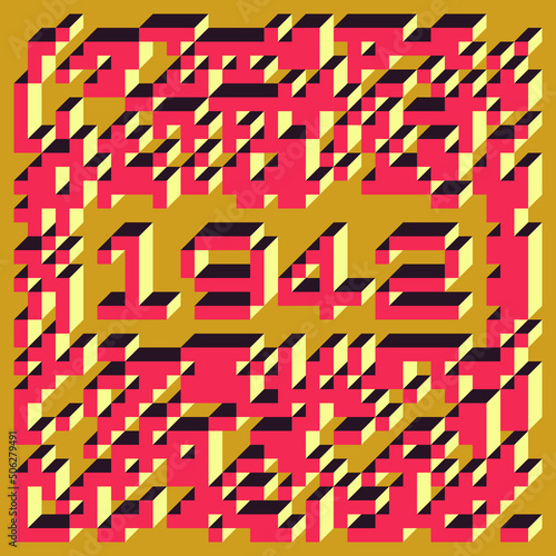 1942 Implementation of Edward Zajec “Il Cubo” from 1971. Essentially a Truchet tile set of 8 tiles and rules for placement art illustration