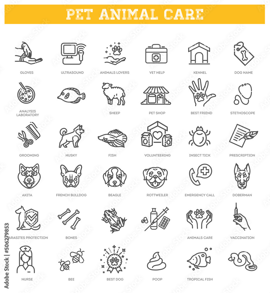 vector set, Outline icon set - pet, vet, pet shop,