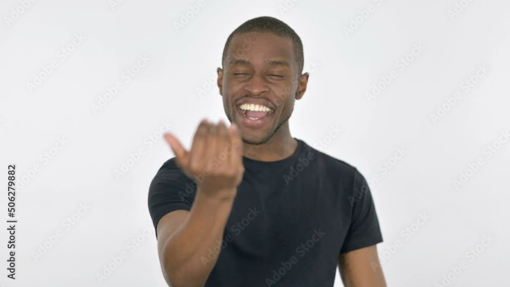 Inviting Young African Man Pointing at Camera on White Background Inviting Young African Man Pointing at Camera on White Background