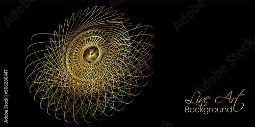 Abstrac Golden circle flower  Line Art Vector Background design with gorgeous decoration, unique ornament nature style 
