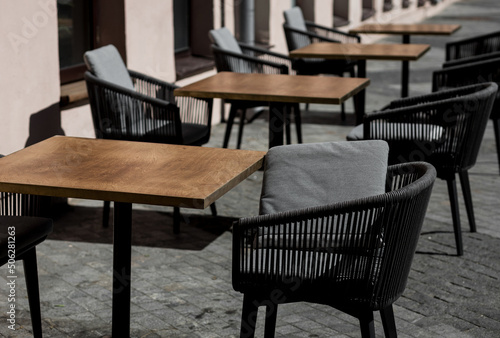 modern terrace with table and chairs